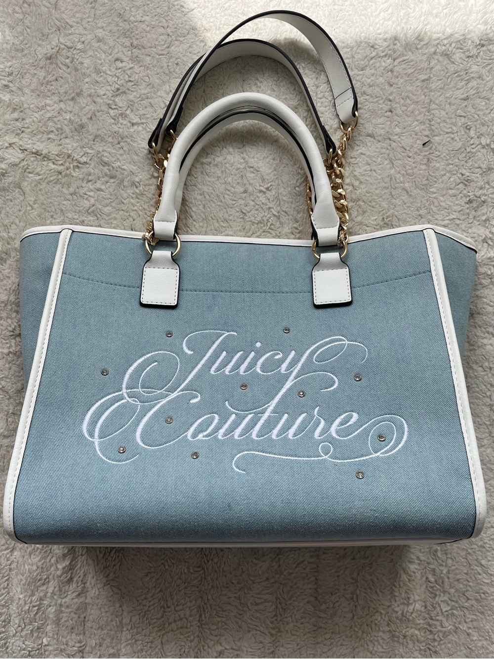Juicy Couture Baby Blue Tote with White Trim